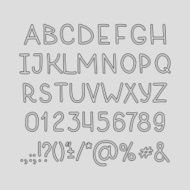 Hand drawin alphabet handwritting abc vector font Type letters numbers
