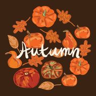 Autumn pumpkins and leaves