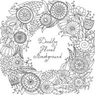 vector black and white floral frame pattern