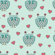 Cute cartoon vector owls Vector pattern