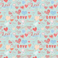 Valentines day hand drawn elements seamless pattern