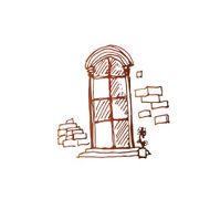 Old style window simple vector sketch