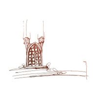 Old style door simple vector sketch