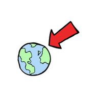 cartoon arrow pointing at earth
