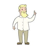 cartoon bearded man with idea