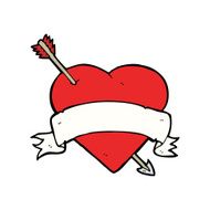 cartoon love heart tattoo