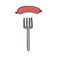 cartoon fork and sausage N2