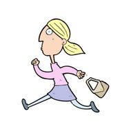 cartoon running woman stressed