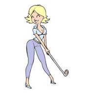 Cartoon Woman Playing Golf N2