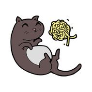 cartoon cat with ball of yarn