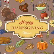 Thanksgiving background with acorns leaves and inscription in the middle