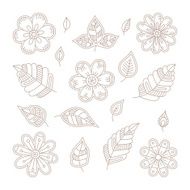 Vector vintage floral design elements set in mono line style N3