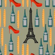 Paris seamless background French infinite pattern Attractions