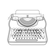 typewriter line isolated on white background Vector illustratio