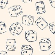 Vector Seamless Pattern Background of Sketch Dices N3