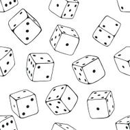 Vector Seamless Pattern Background of Lineart Dices N3