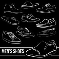 Vector set of men&#039;s shoes painted lines