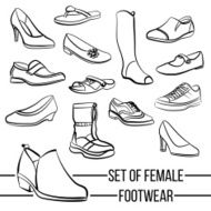 Set of vector drawn women&#039;s footwear lines
