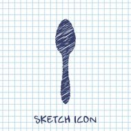 kitchen doodle sketch icon of spoon