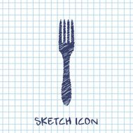 kitchen doodle sketch icon of fork