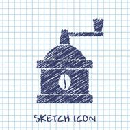 kitchen doodle sketch icon of coffee mill