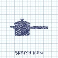 kitchen doodle sketch icon of pan