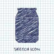 kitchen doodle sketch icon of jar