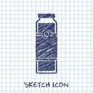 kitchen doodle sketch icon of bottle with juice