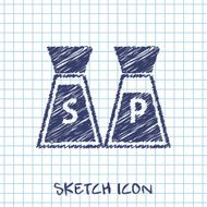 kitchen doodle sketch icon of salt and pepper N2