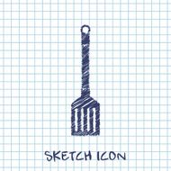 kitchen doodle sketch icon of cooking scoop