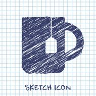 kitchen doodle sketch icon of cup tea