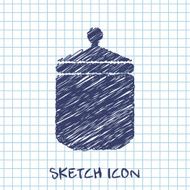 kitchen doodle sketch icon of jar N2