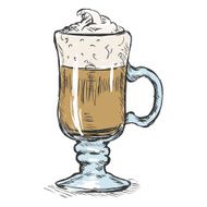 Vector Color Sketch Glass with Irish Coffee