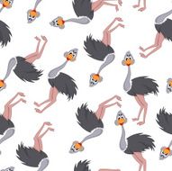 Seamless Funny Cartoon Ostrich
