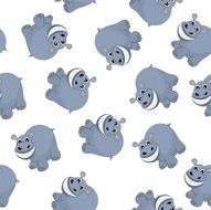 Seamless Funny Cartoon Hippo