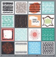 Creative cards set Hand Drawn colored ink textures