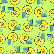 Snail seamless pattern Vector background with clam shells Chee