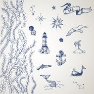 Hand drawn nautical design elements N5