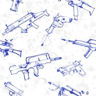 Seamless pattern of hand drawn weapons