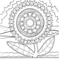 Black and white mandala ornament Hand drawn pattern