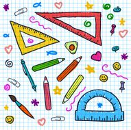 Seamless sketch of education doddle elements on notebook