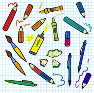 sketch of education doddle elements on notebook