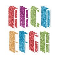 Retro style 3d condensed font with hand drawn lines texture N2