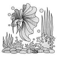 Fighting fish drawing for coloring book