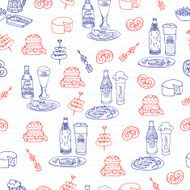 Beer festival doodle pattern N2