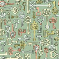 hand drawn vintage keys seamless pattern N2
