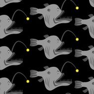 Deep-sea anglerfish seamless pattern Vector background Fish Mon