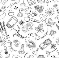 Doodle sketch salting mushrooms seampless pattern