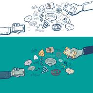 mobile and social icon for communication with doodle drawing style