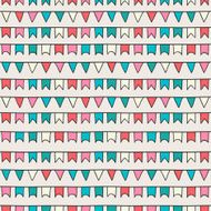 Hand drawn seamless pattern with bunting flags Doodle style